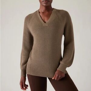 Athleta Taupe V-Neck Sweater